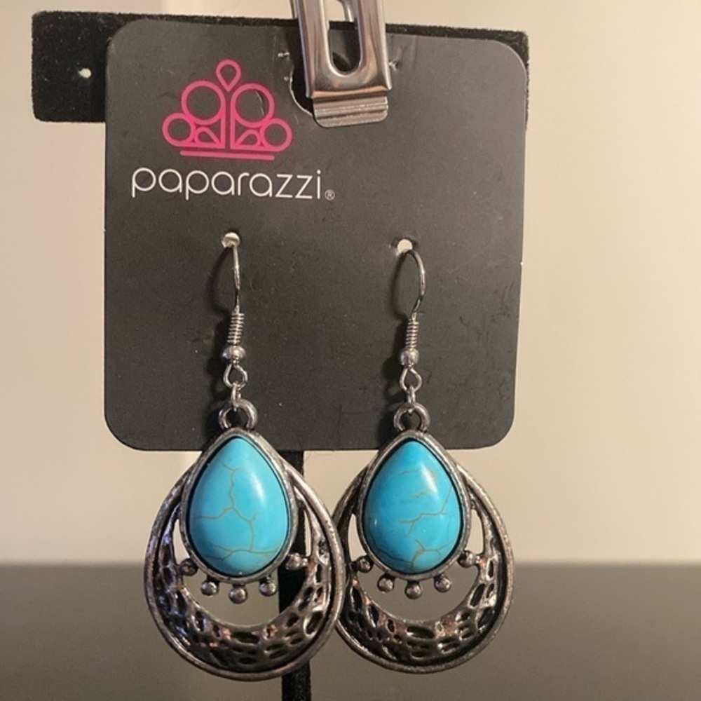 Paparazzi Blue and Silver Teardrop Earrings